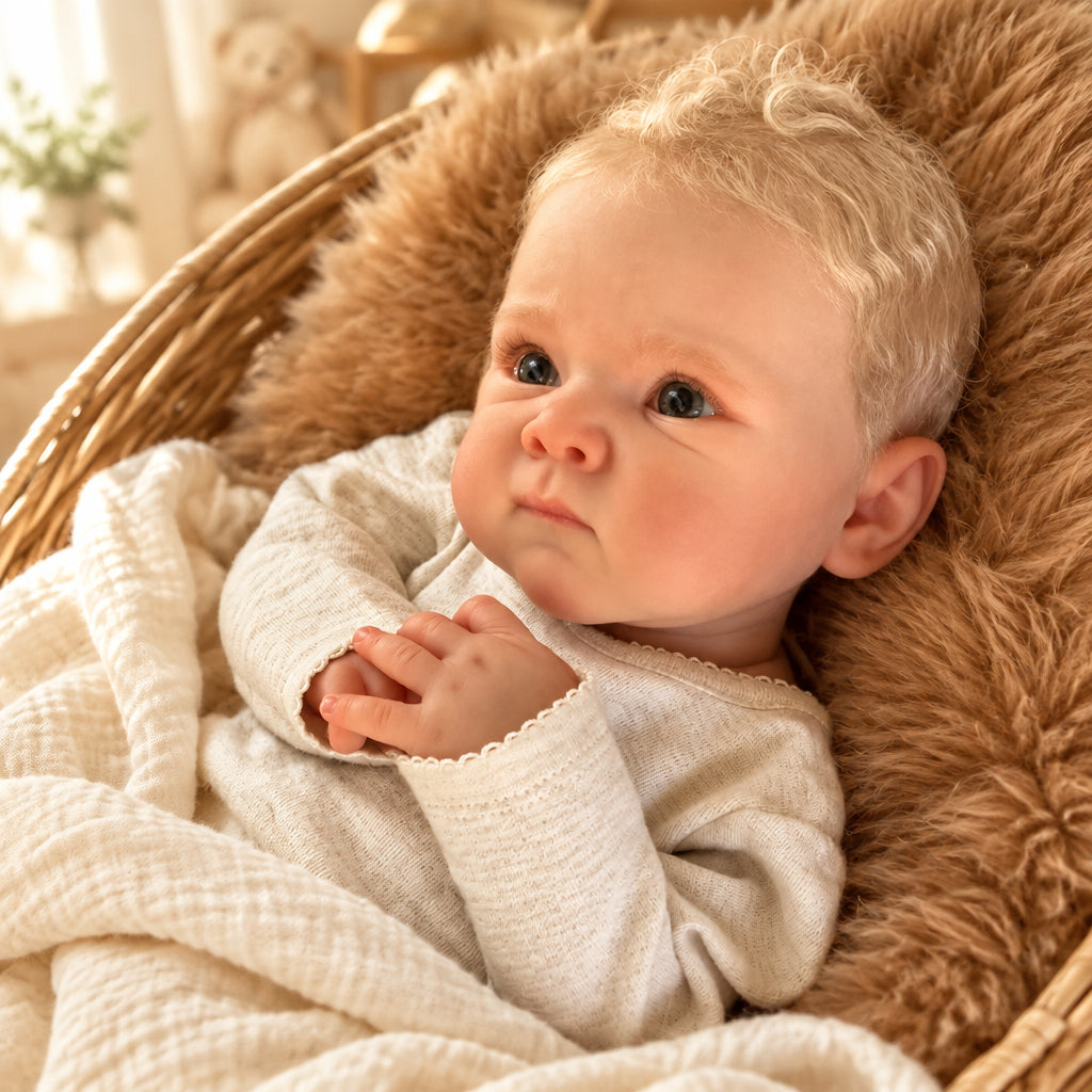 Léon, bébé reborn garçon en vinyle souple, peint à la main