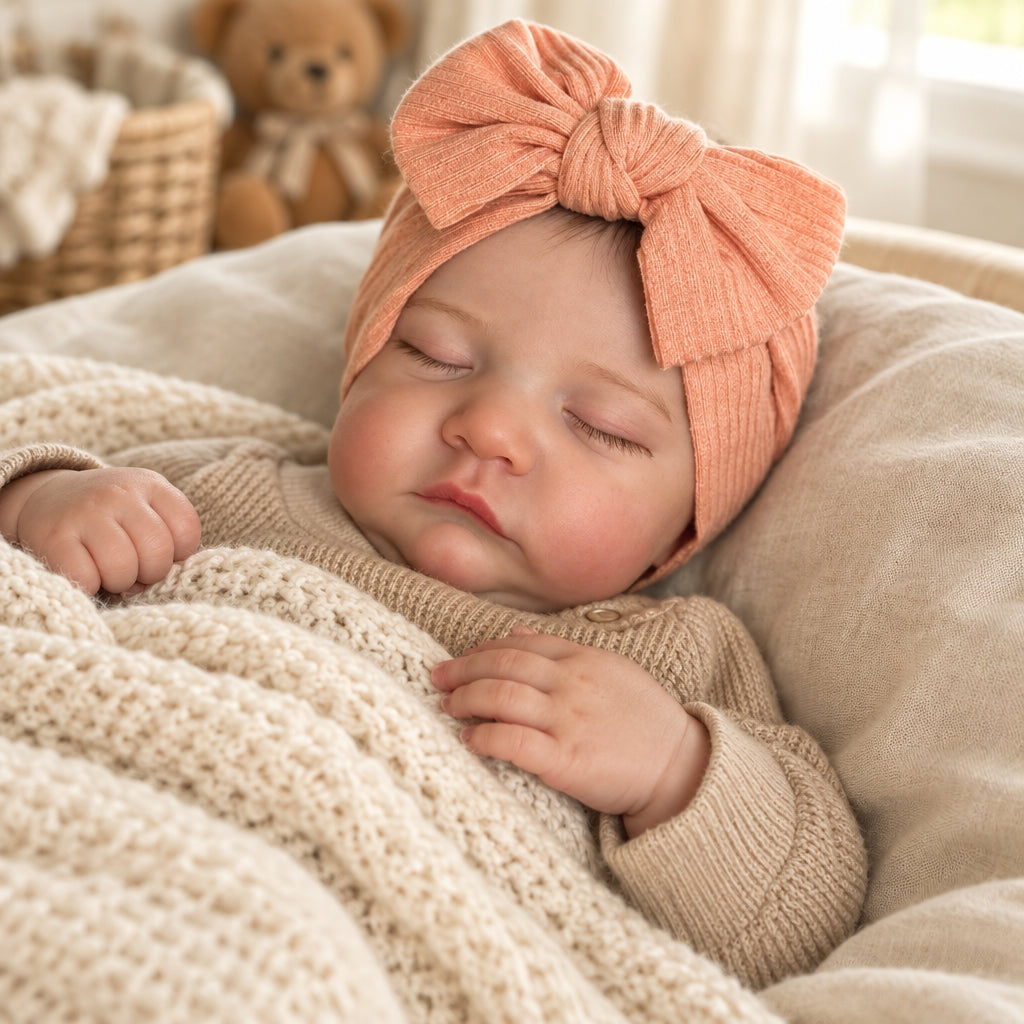 Lou, bébé reborn endormi 43 cm, vue de profil